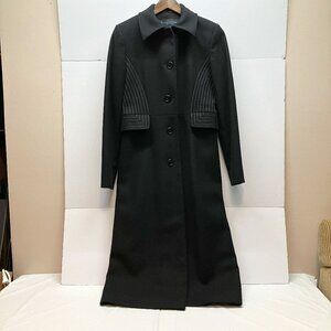 Kenneth Cole Reaction Womens Art Deco Long‎ Black Wool Blend Coat Size 6